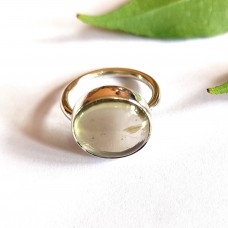 Gemstone 13mm round silver bezel ring